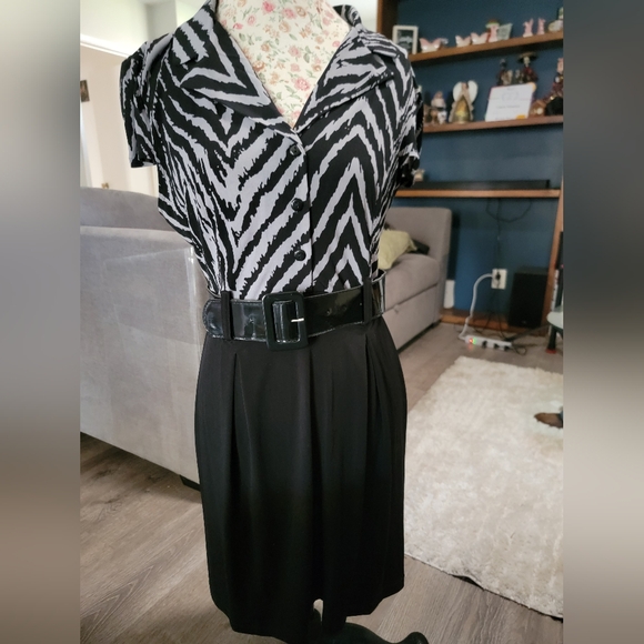 Enfocus Studio Monochrome Animal Print Dres-size12 - Picture 1 of 6